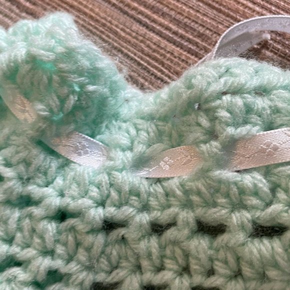 Crochet Baby Layette Jacket/Sweater & Blanket Set Baby Girl/Boy Unisex Green - Picture 6 of 10